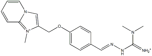 1-Methyl-2-[4-[2-[iminio(dimethylamino)methyl]hydrazonomethyl]phenoxymethyl]imidazo[1,2-a]pyridin-1-ium 结构式