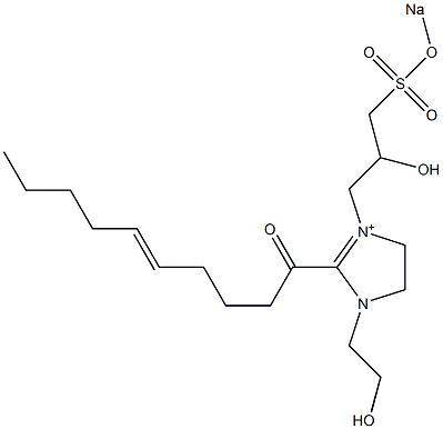 1-(2-Hydroxyethyl)-3-[2-hydroxy-3-(sodiooxysulfonyl)propyl]-2-(5-decenoyl)-2-imidazoline-3-ium 结构式