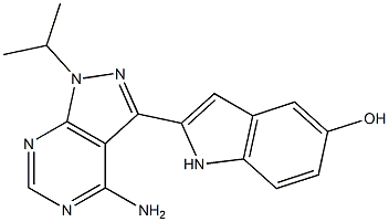 2-(4-Amino-1-isopropyl-1H-pyrazolo[3,4-d]pyrimidin-3-yl)1H-indol- 5-ol 结构式