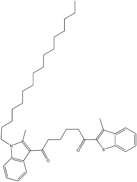 1-(1-HEXADECYL-2-METHYL-1H-INDOL-3-YL)-6-(3-METHYL-BENZO[B]THIOPHEN-2-YL)-HEXANE-1,6-DIONE 结构式