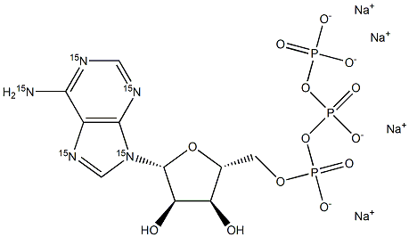 Adenosine-15N5 5'-triphosphate sodium salt solution supplied as the sodium salt in 100 mM soln with H2O, with 5 mM Tris buffer, 98 atom % 15N 结构式