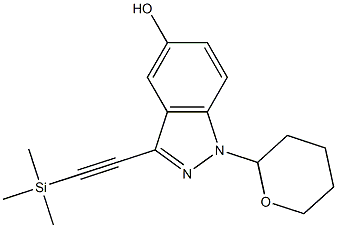 1-(tetrahydro-2H-pyran-2-yl)-3-(2-(trimethylsilyl)ethynyl)-1H-indazol-5-ol 结构式