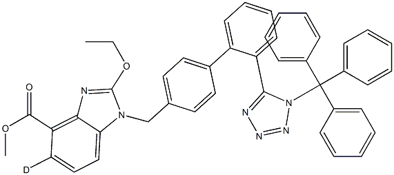 2-Ethoxy-1-[[2'-[1-(trityl)-1H-tetrazol-5-yl][1,1'-biphenyl]-4-yl]methyl]-1H-benzimidazole-4-carboxylic Acid Methyl Ester-d5 (Candesartan Impurity) 结构式