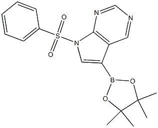 7-(phenylsulfonyl)-5-(4,4,5,5-tetramethyl-1,3,2-dioxaborolan-2-yl)-7H-pyrrolo[2,3-d]pyrimidine 结构式