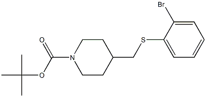 4-(2-Bromo-phenylsulfanylmethyl)-piperidine-1-carboxylic acid tert-butyl ester 结构式