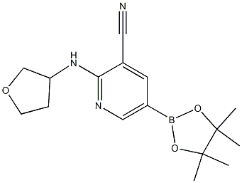 5-(4,4,5,5-tetramethyl-1,3,2-dioxaborolan-2-yl)-2-(tetrahydrofuran-3-ylamino)pyridine-3-carbonitrile 结构式