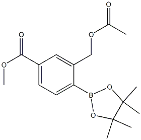 methyl 3-(acetoxymethyl)-4-(4,4,5,5-tetramethyl-1,3,2-dioxaborolan-2-yl)benzoate 结构式