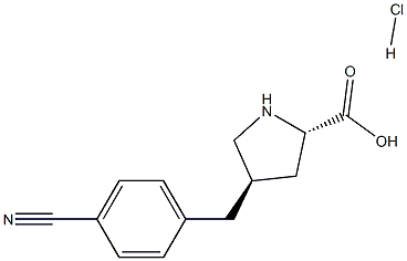 反式-4-(4-氰苄基)-L-脯氨酸盐酸盐 结构式