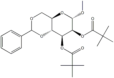 Methyl 4,6-O-benzylidene-2,3-di-O-pivaloyl-a-D-mannopyranoside 结构式