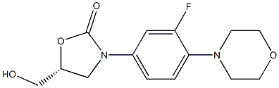 (5R)-3-[3-氟-4-(4-吗啉基)苯基]-5-羟甲基-2-恶唑烷酮 结构式