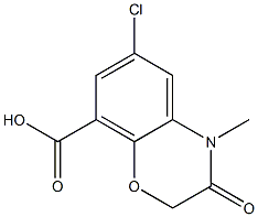 6-氯-3,4-二氢-4-甲基-3-氧代-2H-1,4-苯并恶嗪-8-羧酸 结构式