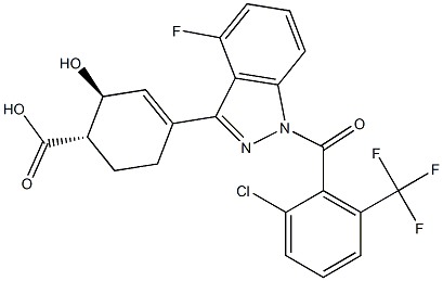 (1S,2S)-4-(1-(2-chloro-6-(trifluoromethyl)benzoyl)-4-fluoro-1H-indazol-3-yl)-2-hydroxycyclohex-3-enecarboxylic acid 结构式