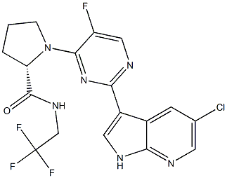 (S)-1-(2-(5-chloro-1H-pyrrolo[2,3-b]pyridin-3-yl)-5-fluoropyrimidin-4-yl)-N-(2,2,2-trifluoroethyl)pyrrolidine-2-carboxamide 结构式