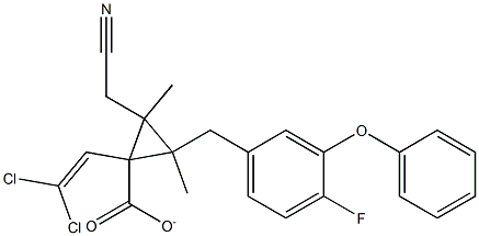 氰基-(4-氟-3-苯氧苄基)-甲基-(2,2-二氯乙烯基)-2,2-二甲基环丙烷羧酸酯 结构式