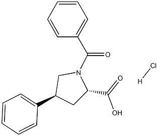 反-1-苯甲酰-4-苯基-L-脯氨酸盐酸盐 结构式
