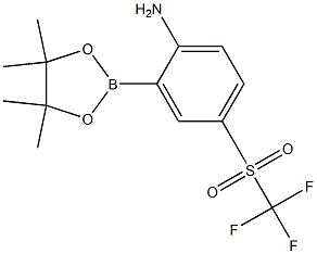 2-(4,4,5,5-Tetramethyl-1,3,2-dioxaborolan-2-yl)-4-(trifluoromethylsulfonyl)aniline 结构式