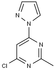 4-Chloro-2-methyl-6-(1H-pyrazol-1-yl)pyrimidine 98% 结构式