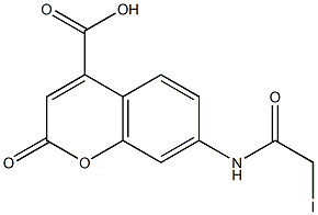 7-(jodoacetamido)coumarin-4-carboxylic acid 结构式
