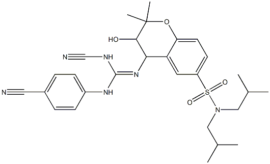 N-(4-cyanophenyl)-N'-cyano-N''-(3,4-dihydro-3-hydroxy-6-((N,N-diisobutylamino)sulfonyl)-2,2-dimethyl-2H-1-benzopyran-4-yl)guanidine 结构式