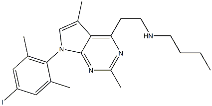 butyl(2,5-dimethyl-7-(4-iodo-2,6-dimethylphenyl)-7H-pyrrolo(2,3-d)pyrimidin-4-yl)ethylamine 结构式