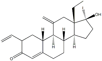 17-iodovinyl-18-methyl-11-methylene-19-nortestosterone 结构式