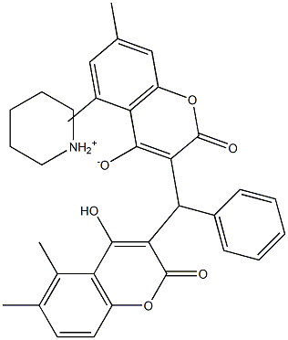 Piperidinium-3-((4-hydroxy-5-dimethyl-2-oxo-2H-chromen-3-yl)-phenylmethyl)-5,7-dimethyl-2-oxo-2H-chromen-4-olate 结构式
