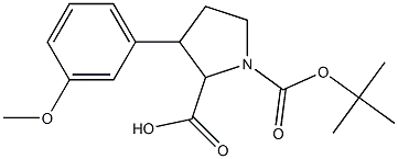 3-(3-Methoxy-phenyl)-pyrrolidine-1,2-dicarboxylic acid 1-tert-butyl ester 结构式