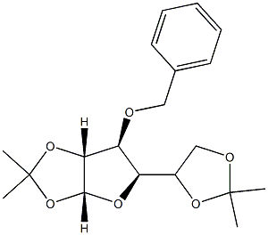 (3AR,6S,6AR)-6-(BENZYLOXY)-TETRAHYDRO-2,2-DIMETHYL-5-((R)-2,2-DIMETHYL-1,3-DIOXOLAN-4-YL)FURO[2,3-D][1,3]DIOXOLE 结构式