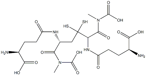 (2S)-2-amino-4-[[(1R)-2-[(2R)-2-[[(4S)-4-amino-4-carboxy-butanoyl]amino]-2-(carboxymethylcarbamoyl)ethyl]disulfanyl-1-(carboxymethylcarbamoyl)ethyl]carbamoyl]butanoic acid 结构式