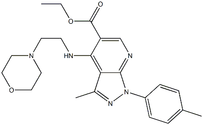 ethyl 3-methyl-1-(4-methylphenyl)-4-[(2-morpholinoethyl)amino]-1H-pyrazolo[3,4-b]pyridine-5-carboxylate 结构式