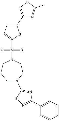 5-(4-{[5-(2-methyl-1,3-thiazol-4-yl)-2-thienyl]sulfonyl}-1,4-diazepan-1-yl)-3-phenyl-1,2,4-thiadiazole 结构式