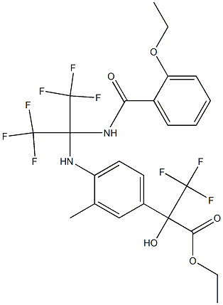 ethyl 2-(4-{[1-[(2-ethoxybenzoyl)amino]-2,2,2-trifluoro-1-(trifluoromethyl)ethyl]amino}-3-methylphenyl)-3,3,3-trifluoro-2-hydroxypropanoate 结构式