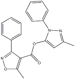 3-methyl-1-phenyl-1H-pyrazol-5-yl 5-methyl-3-phenylisoxazole-4-carboxylate 结构式