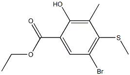 ethyl 5-bromo-2-hydroxy-3-methyl-4-(methylsulfanyl)benzenecarboxylate 结构式