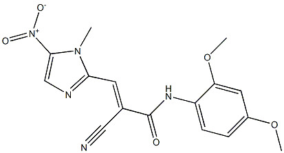 N1-(2,4-dimethoxyphenyl)-2-cyano-3-(1-methyl-5-nitro-1H-imidazol-2-yl)acrylamide 结构式