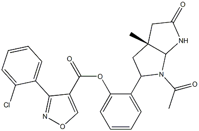 2-[(3aR)-1-acetyl-3a-methyl-5-oxooctahydropyrrolo[2,3-b]pyrrol-2-yl]phenyl 3-(2-chlorophenyl)-4-isoxazolecarboxylate 结构式