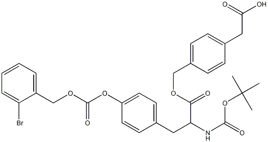 2-{4-[({3-[4-({[(2-bromobenzyl)oxy]carbonyl}oxy)phenyl]-2-[(tert-butoxycarb onyl)amino]propanoyl}oxy)methyl]phenyl}acetic acid 结构式