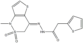 N'-[1-methyl-2,2-dioxo-2,3-dihydro-2lambda~6~-thieno[3,2-c][1,2]thiazin-4(1H)-yliden]-2-(2-thienyl)acetohydrazide 结构式