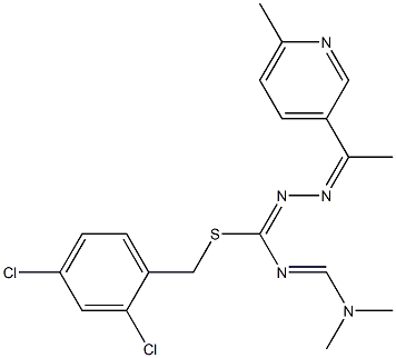 2,4-dichlorobenzyl N-[1-(6-methyl-3-pyridyl)ethylidene]-{[(dimethylamino)methylidene]amino}methanehydrazonothioate 结构式
