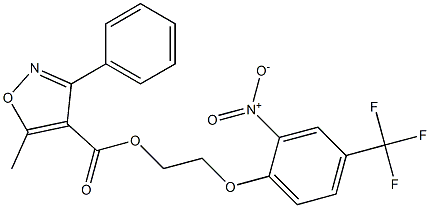 2-[2-nitro-4-(trifluoromethyl)phenoxy]ethyl 5-methyl-3-phenylisoxazole-4-carboxylate 结构式