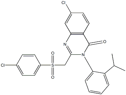 7-chloro-2-{[(4-chlorophenyl)sulfonyl]methyl}-3-(2-isopropylphenyl)-4(3H)-quinazolinone 结构式
