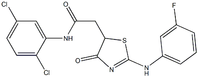 N1-(2,5-dichlorophenyl)-2-[2-(3-fluoroanilino)-4-oxo-4,5-dihydro-1,3-thiazol-5-yl]acetamide 结构式