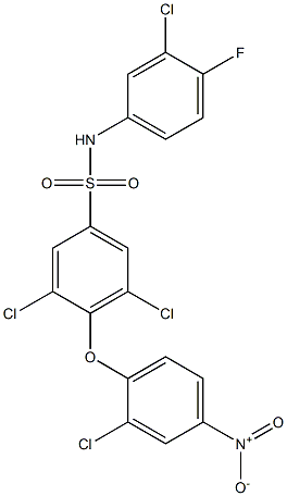 N1-(3-chloro-4-fluorophenyl)-3,5-dichloro-4-(2-chloro-4-nitrophenoxy)benzene-1-sulfonamide 结构式