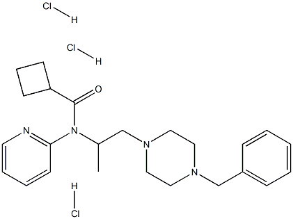 N1-[2-(4-benzylpiperazino)-1-methylethyl]-N1-(2-pyridyl)cyclobutane-1-carboxamide trihydrochloride 结构式