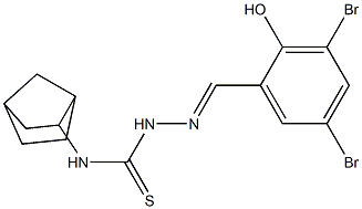 N1-bicyclo[2.2.1]hept-2-yl-2-(3,5-dibromo-2-hydroxybenzylidene)hydrazine-1- carbothioamide 结构式