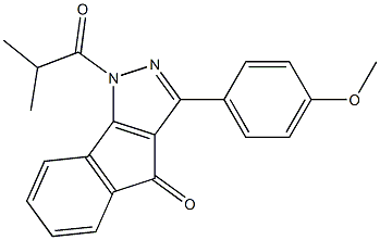 1-isobutyryl-3-(4-methoxyphenyl)indeno[1,2-c]pyrazol-4(1H)-one 结构式