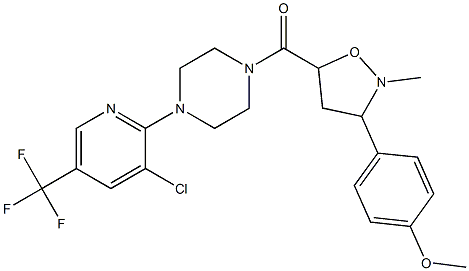 {4-[3-chloro-5-(trifluoromethyl)-2-pyridinyl]piperazino}[3-(4-methoxyphenyl)-2-methyltetrahydro-5-isoxazolyl]methanone 结构式