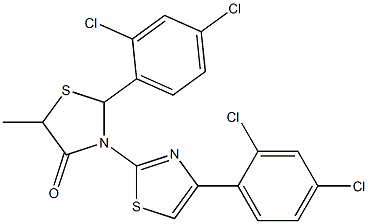 2-(2,4-dichlorophenyl)-3-[4-(2,4-dichlorophenyl)-1,3-thiazol-2-yl]-5-methyl-1,3-thiazolan-4-one 结构式