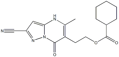 2-(2-cyano-5-methyl-7-oxo-4,7-dihydropyrazolo[1,5-a]pyrimidin-6-yl)ethyl cyclohexanecarboxylate 结构式