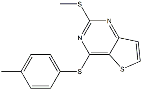 methyl 4-[(4-methylphenyl)sulfanyl]thieno[3,2-d]pyrimidin-2-yl sulfide 结构式